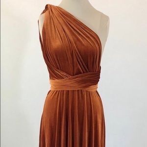 Copper bridesmaid versatile infinity dress